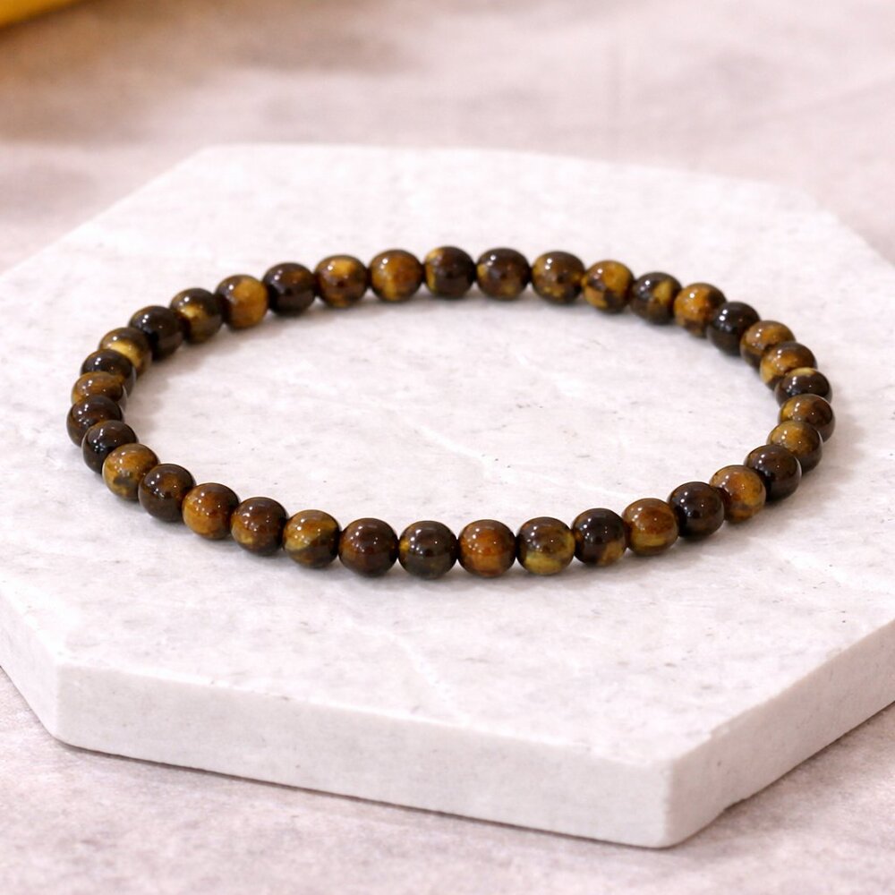 Tiger's Eye Gemstone 6mm Beaded Stretch Bracelet Healing Jewelry